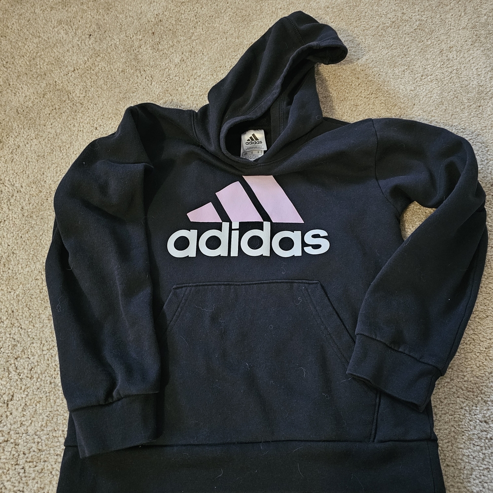 adidas Black Hoodie with Pink Logo for Kids